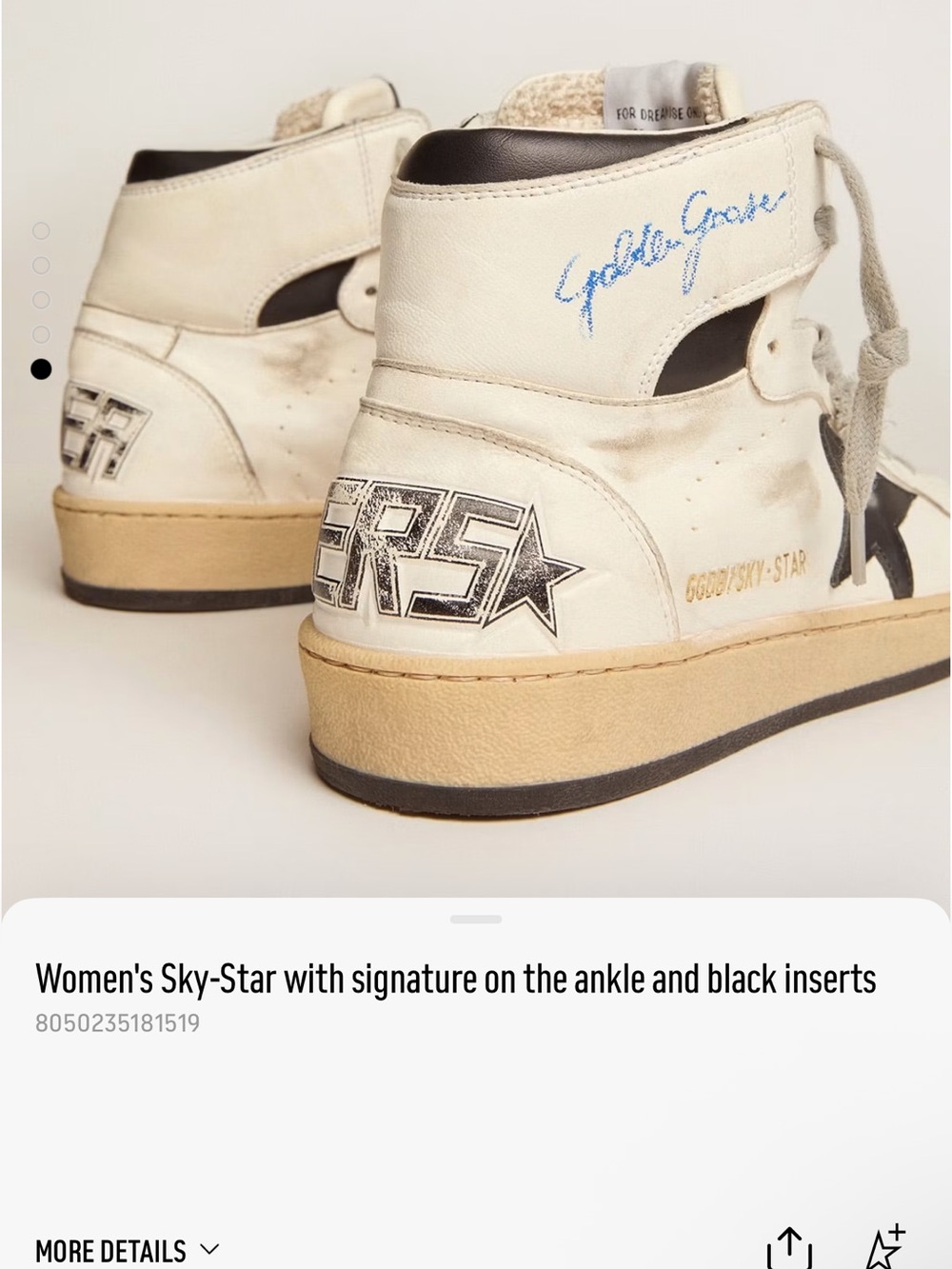 Golden Goose Sky-Star High-Top Sneakers in Cream with Black Accents